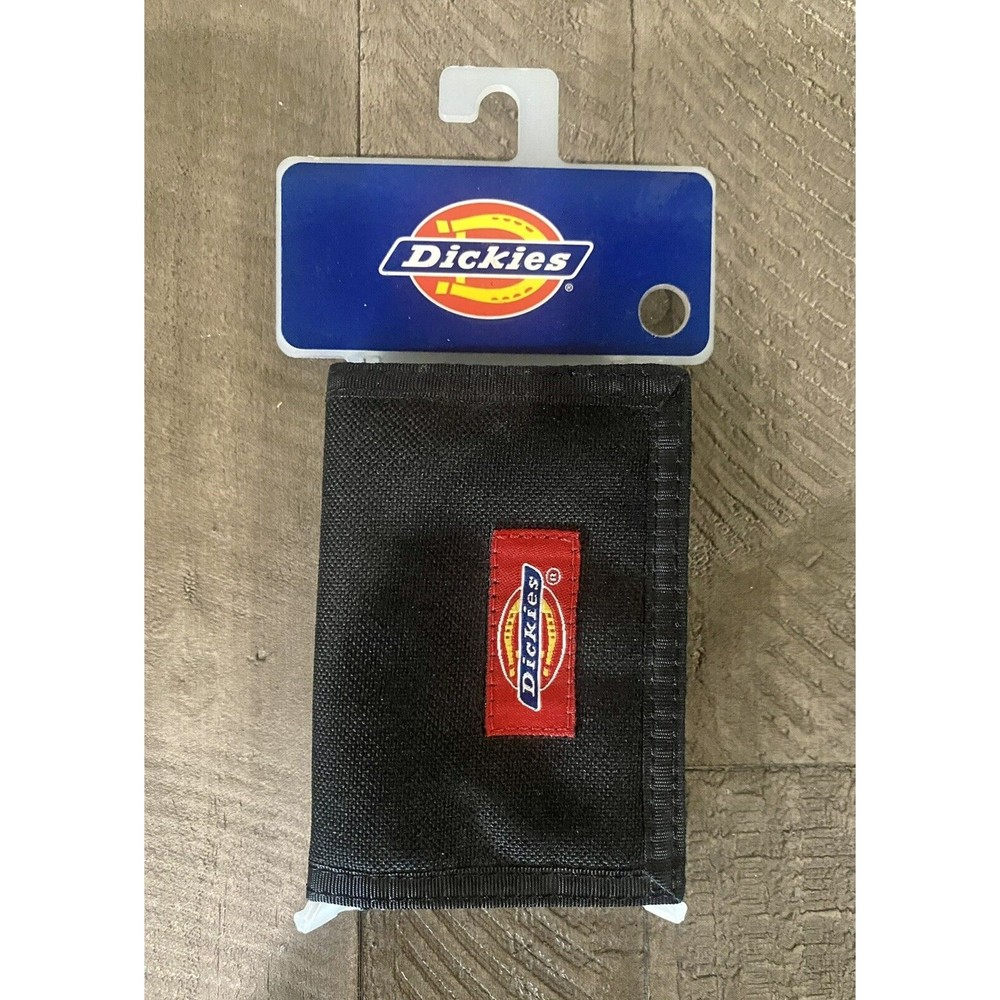 Dickies Men's Fabric Trifold Hook and Loop Closure Wallet Black 31DI2104